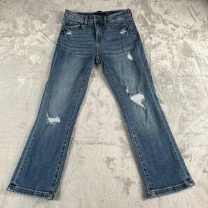 Judy Blue Mid Rise Capri Jeans Women 7 or 28 Blue Distressed JB78100 Grunge 90s